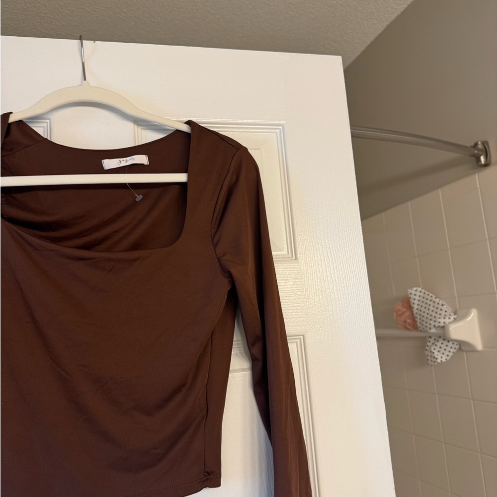Gaze Chocolate Brown Long Sleeve Blouse